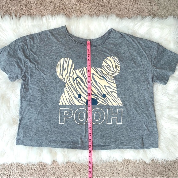 DISNEY Winnie the Pooh Graphic Cropped Gray T Shirt - Size Large - Picture 6 of 6